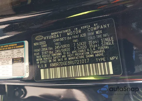 2024 Hyundai Palisade Calligraphy z USA, uszkodzony, nr VIN KM8R7DGE8RU721017